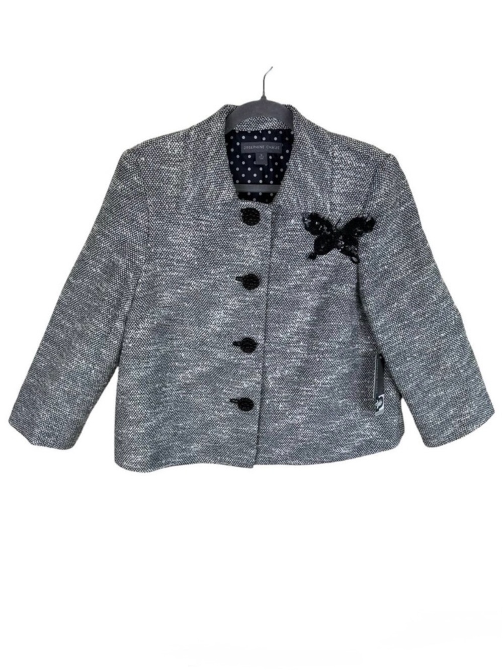Josephine Chaus NWT Tweed Collared Button Up Lined Blazer Size 10